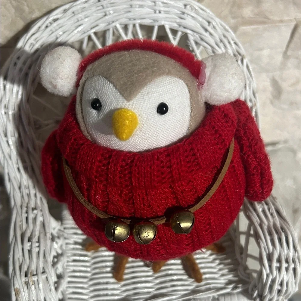 GLEE Target Festive Red and White Owl Plush with Gold Bells